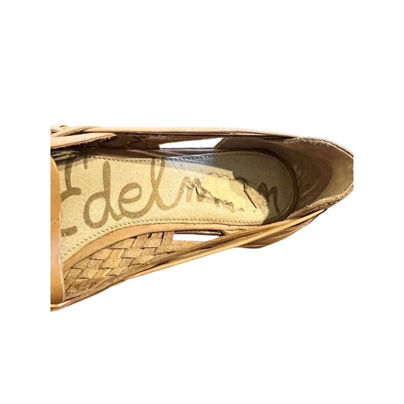 Sam Edelman Leather Woven Flat Tan 9.5 Neutral Minimalist Boho Indie Folk Chic - Picture 11 of 11